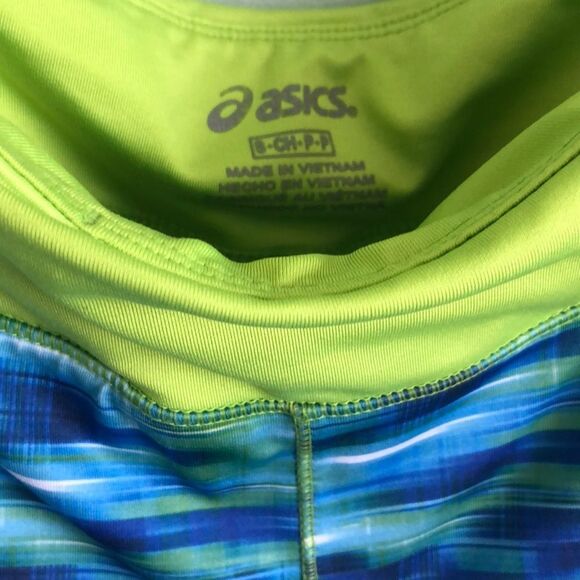 ASICS Blue & Green Cropped Leggings S - Picture 4 of 4